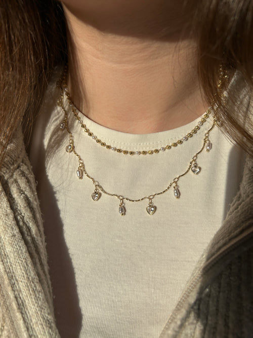 İnci ve Dorika Toplu Altın Kaplama Minimalist Zincir Kolye | BelvoraLuxe